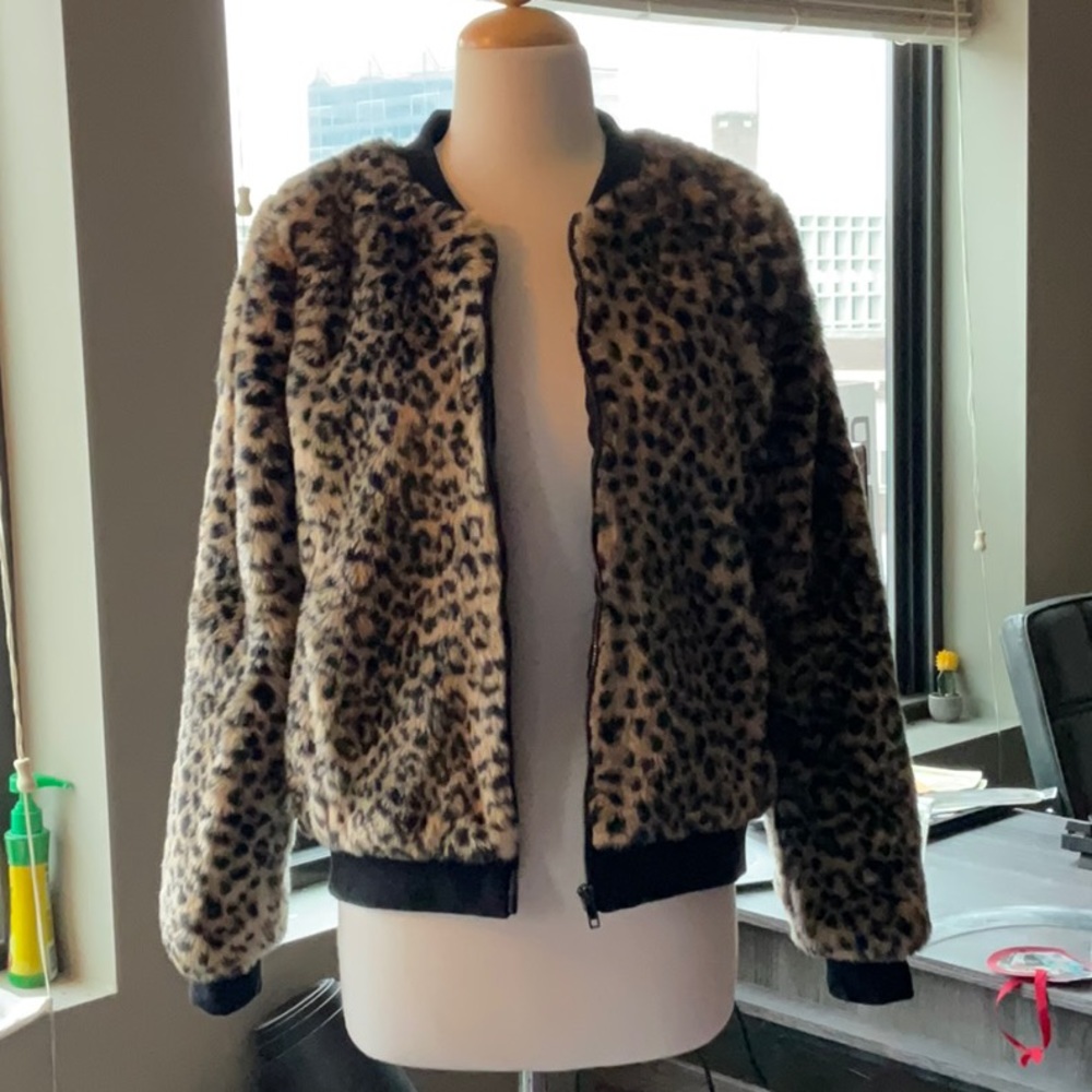 Anthropologie Leopard-Print Bomber Jacket